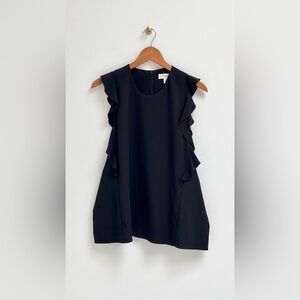 Carven, Black Ruffle Sleeve Blouse, Size 38